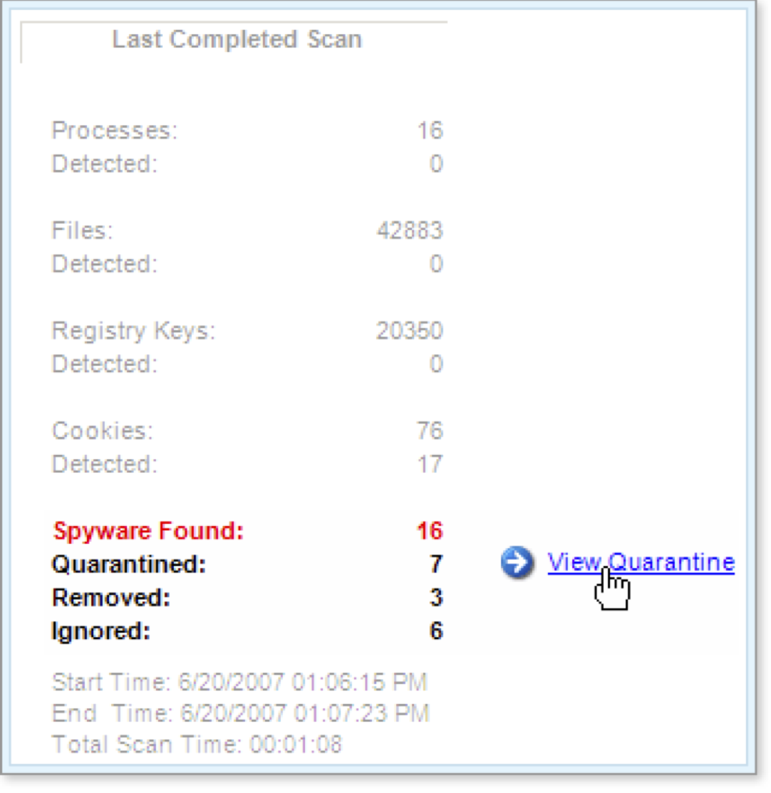 Click the View Quarantine link.