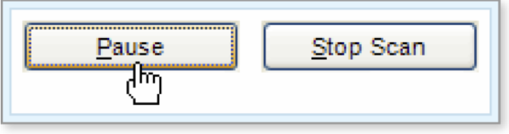 Click the Pause or Stop Scan button.