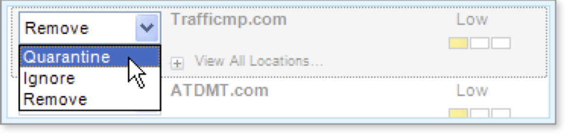 Select Quarantine on the pull-down menu.