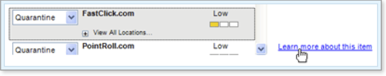 Select an item and click Learn more about this item.