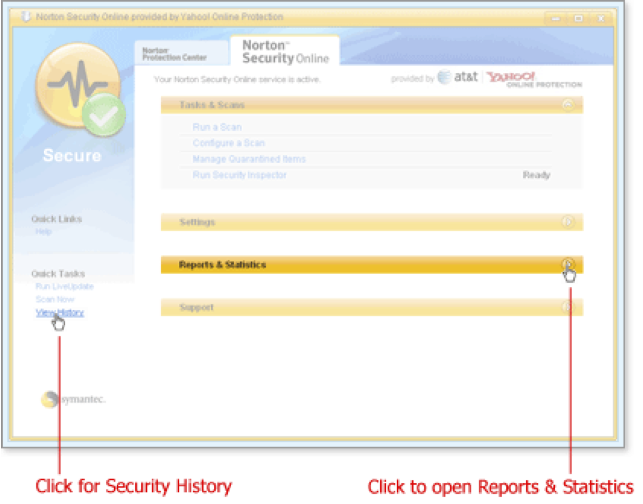 Click either View History or Reports & Statistics > View Activity Log to access firewall event information.