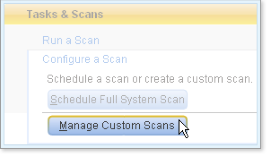 Click Manage Custom Scans
