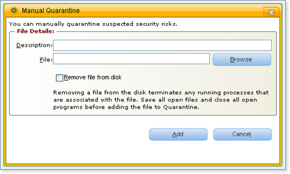 The Manual Quarantine window