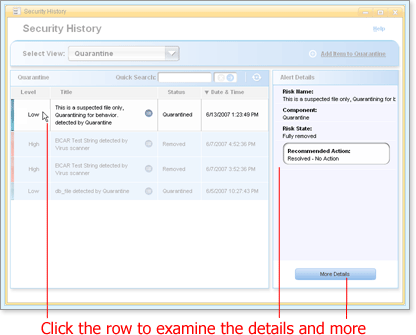 Click the added row to examine its details