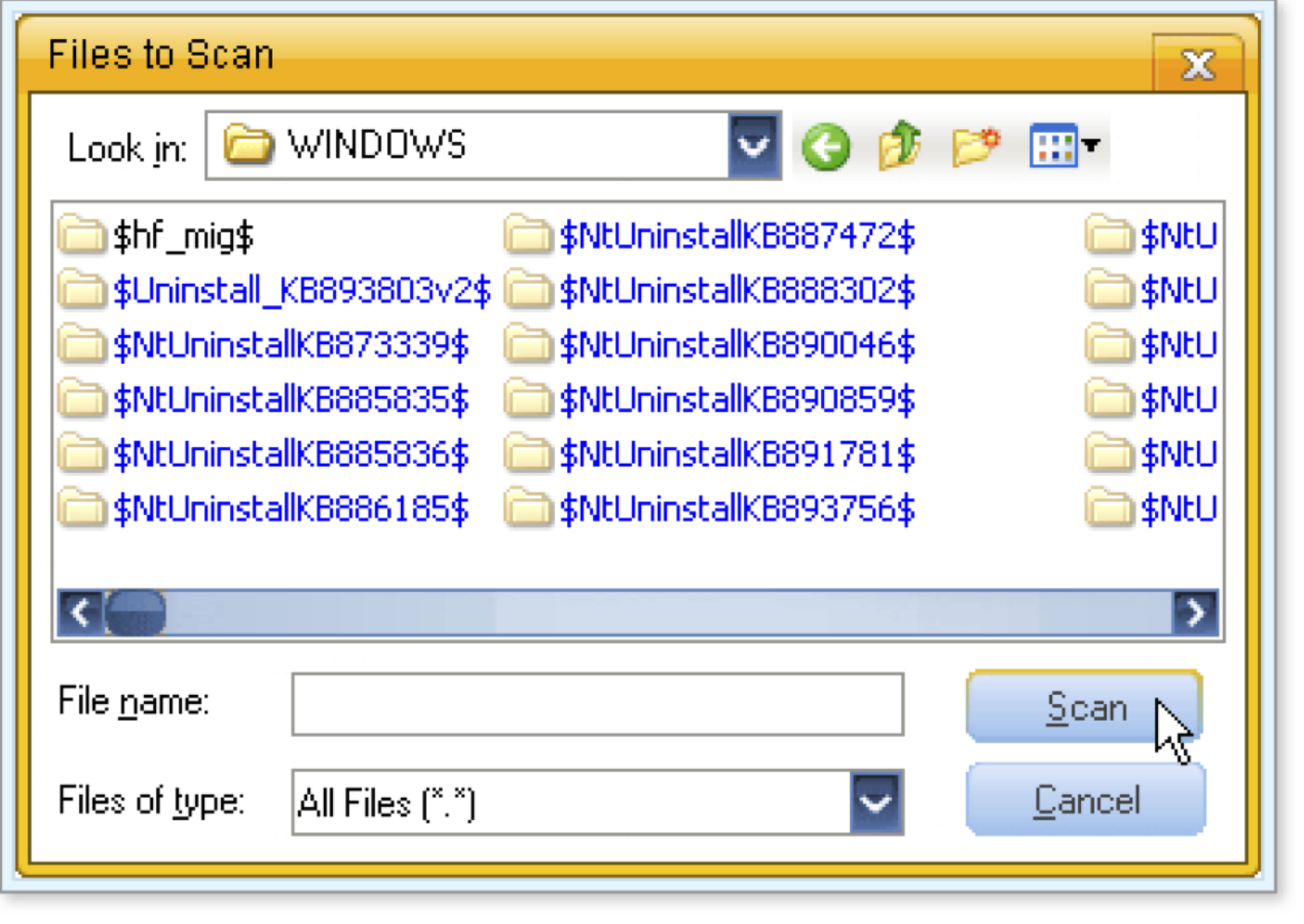 Select the files that you want to scan