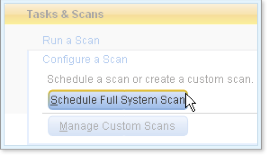 Click Configure a Scan and then click Schedule Full System Scan