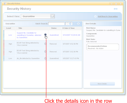 Click the icon in the Title column for more details