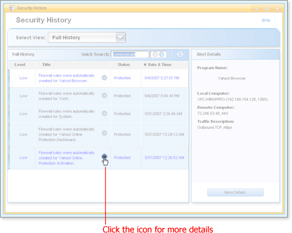 Click the icon in the Title column for more details