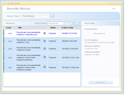 Examine the list of found alerts