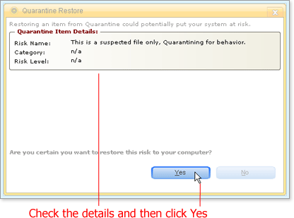 Check the details and then click Yes