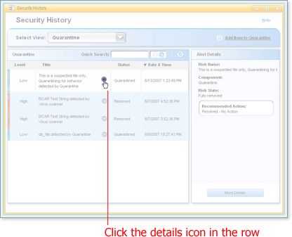Click the icon in the Title column for more details