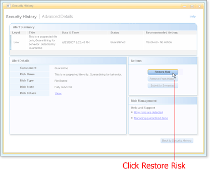 Click Restore Risk