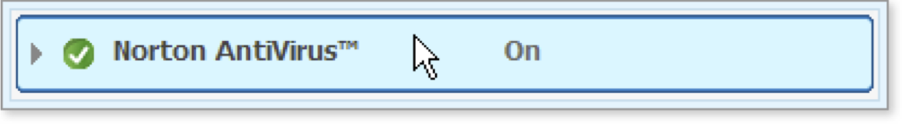 Click AntiVirus to open its display.